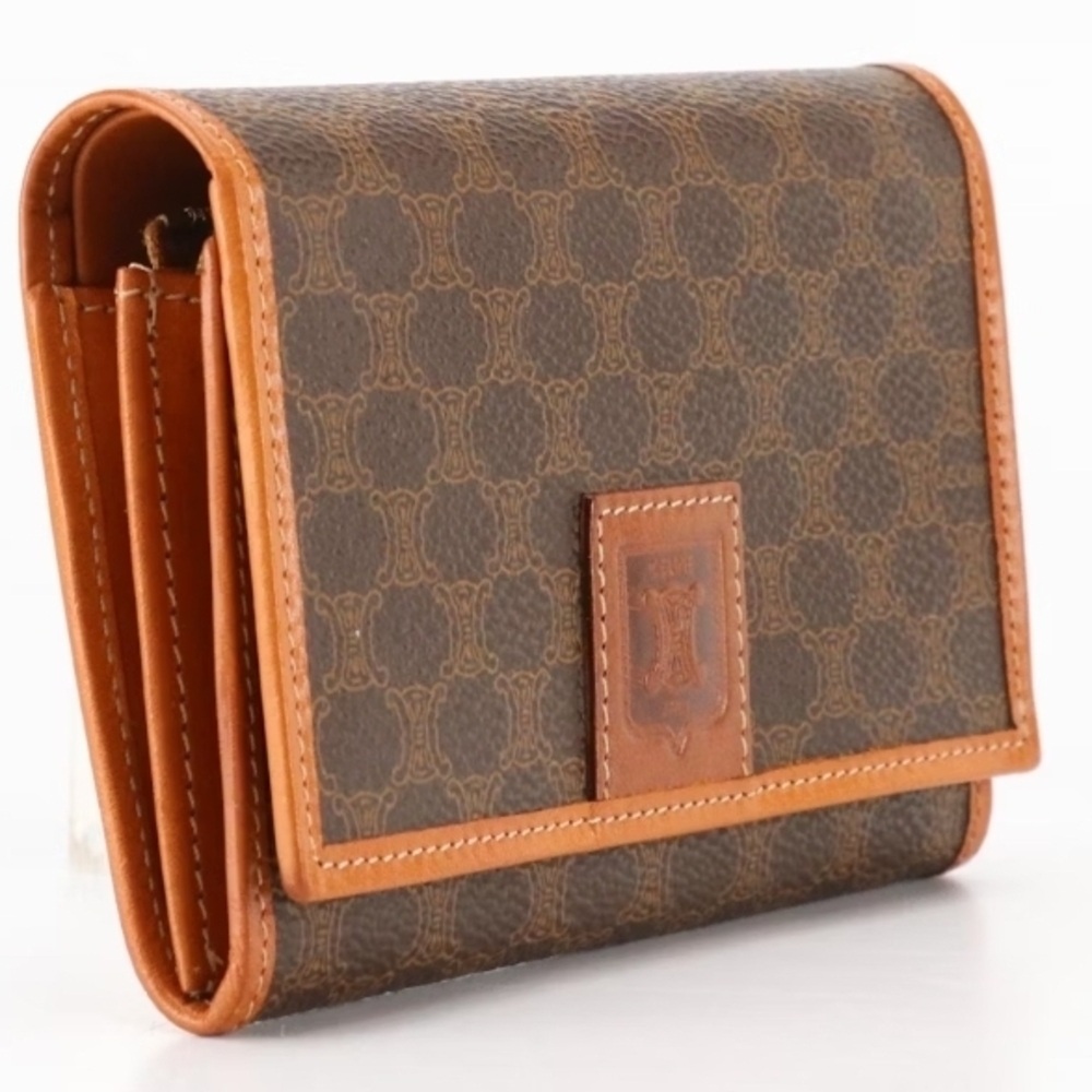 Celine Bifold Wallet in Brown Macadam Canvas and Leather Trim